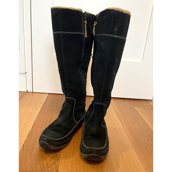 Timberland Black Fauna Tall Suede Moccasin Boots Shearling Lined - Picture 1 of 7